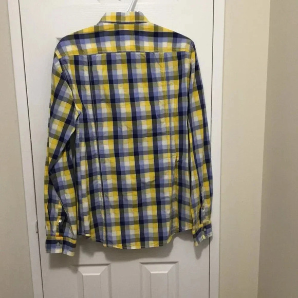 Boss Orange  - Hugo Boss Yellow Blue White 100% Cotton Shirt Sz M - Picture 2 of 6